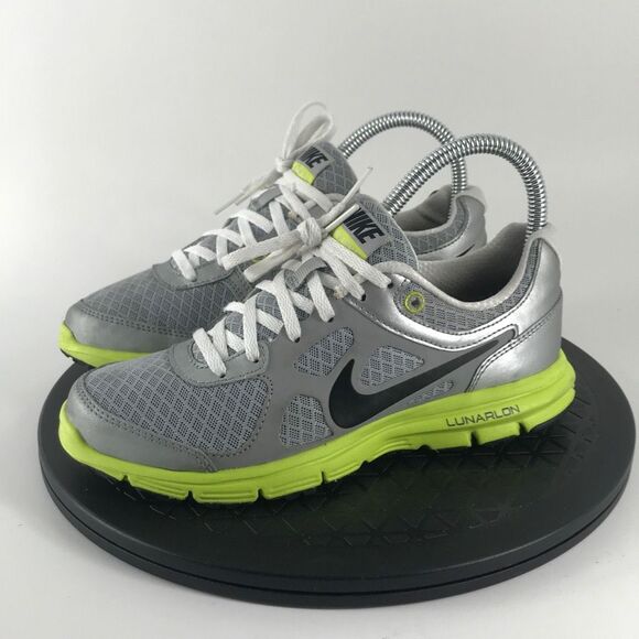 Nike Lunar Forever GS Silver/Green Running Shoes 488271-004 Women’s Size 5 - Picture 1 of 12